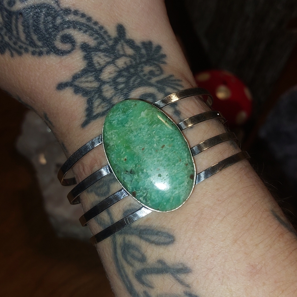 Chrysoprase Statement Bangle Bracelet